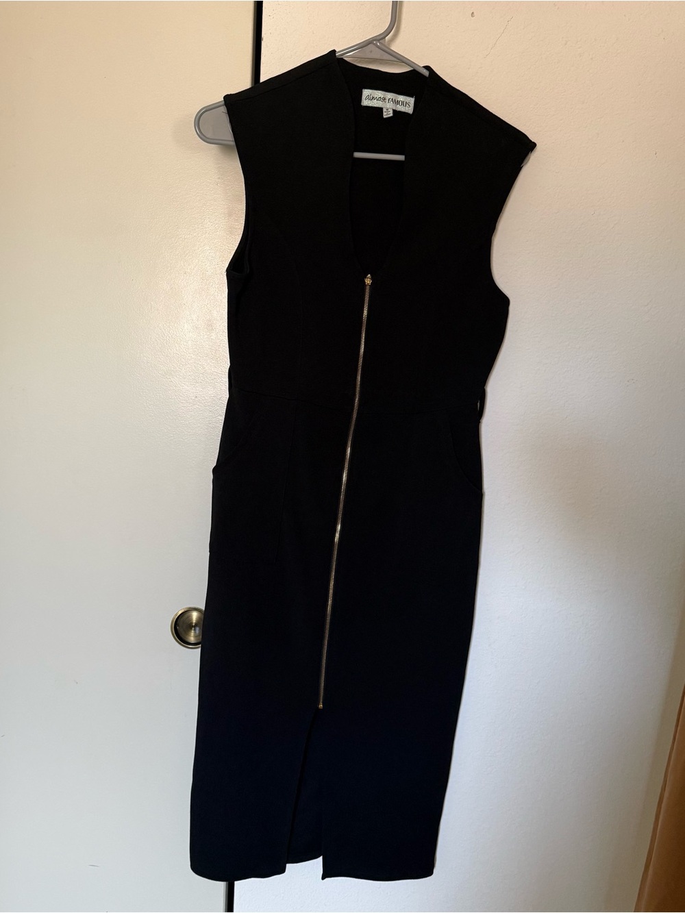 Fitted Zip up black dress size medium